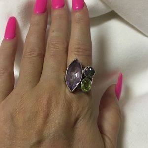 3 stone, sterling silver ring, size 6-6.5, 925